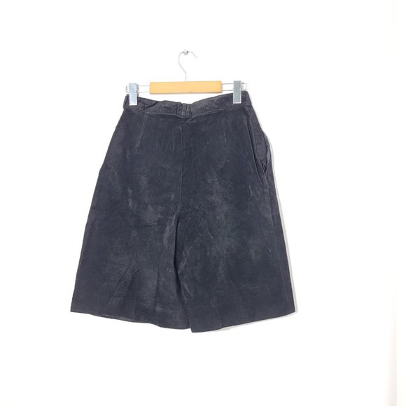 Mil-Idee Zara Vintage High Waisted Pleated Suede Shorts Black Pockets 90's - Picture 9 of 14